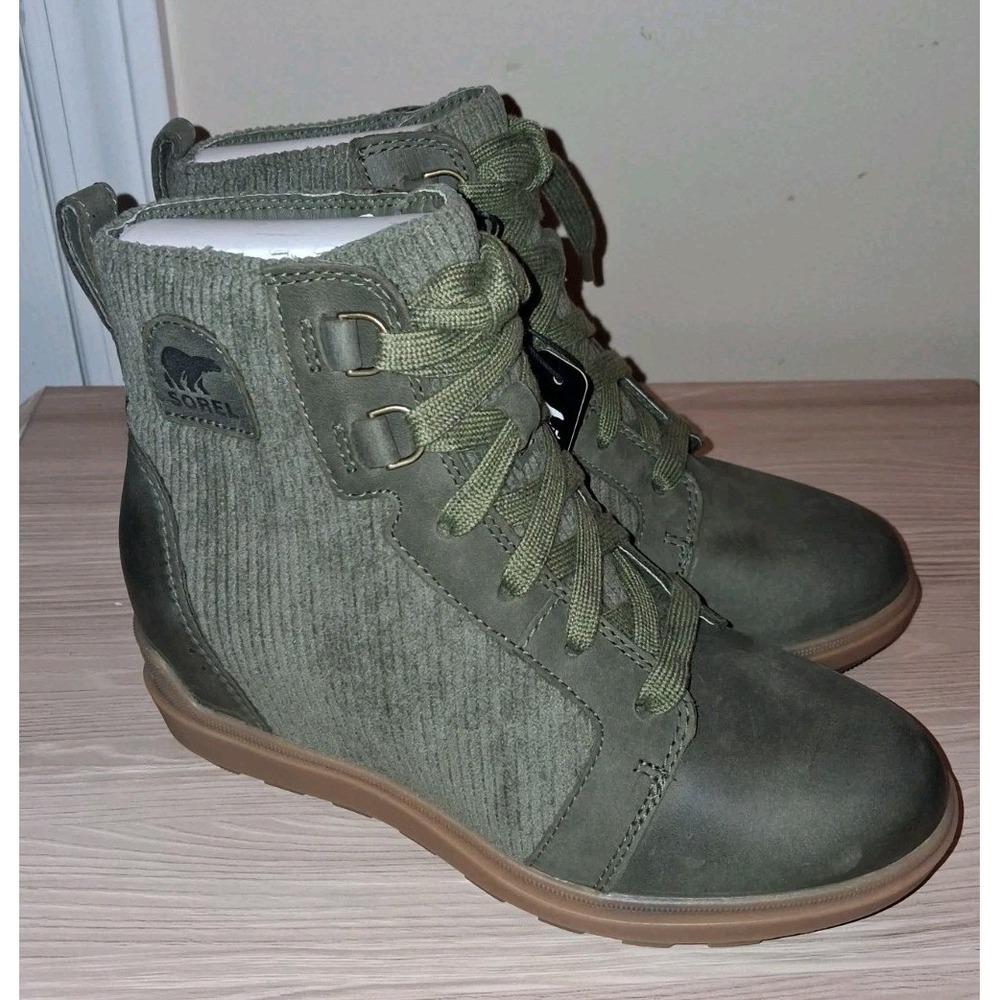Sorel Evie II Wedge Bootie Stone Green Size Women's 5.5 New In Box